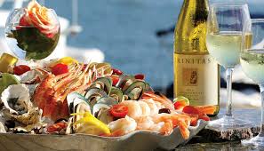 Festive Wine with Seafood platter Festive white Wine with Seafood platter