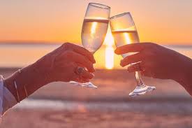 Valentine's Day Wine Glasses toasting at Sunset Valentine's Day Wine Glasses toasting at Sunset